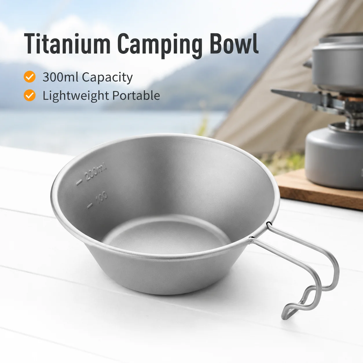 Camping Cooking Set Lightweight - Titanium Sierra Bowl Lightweight Camping Cup