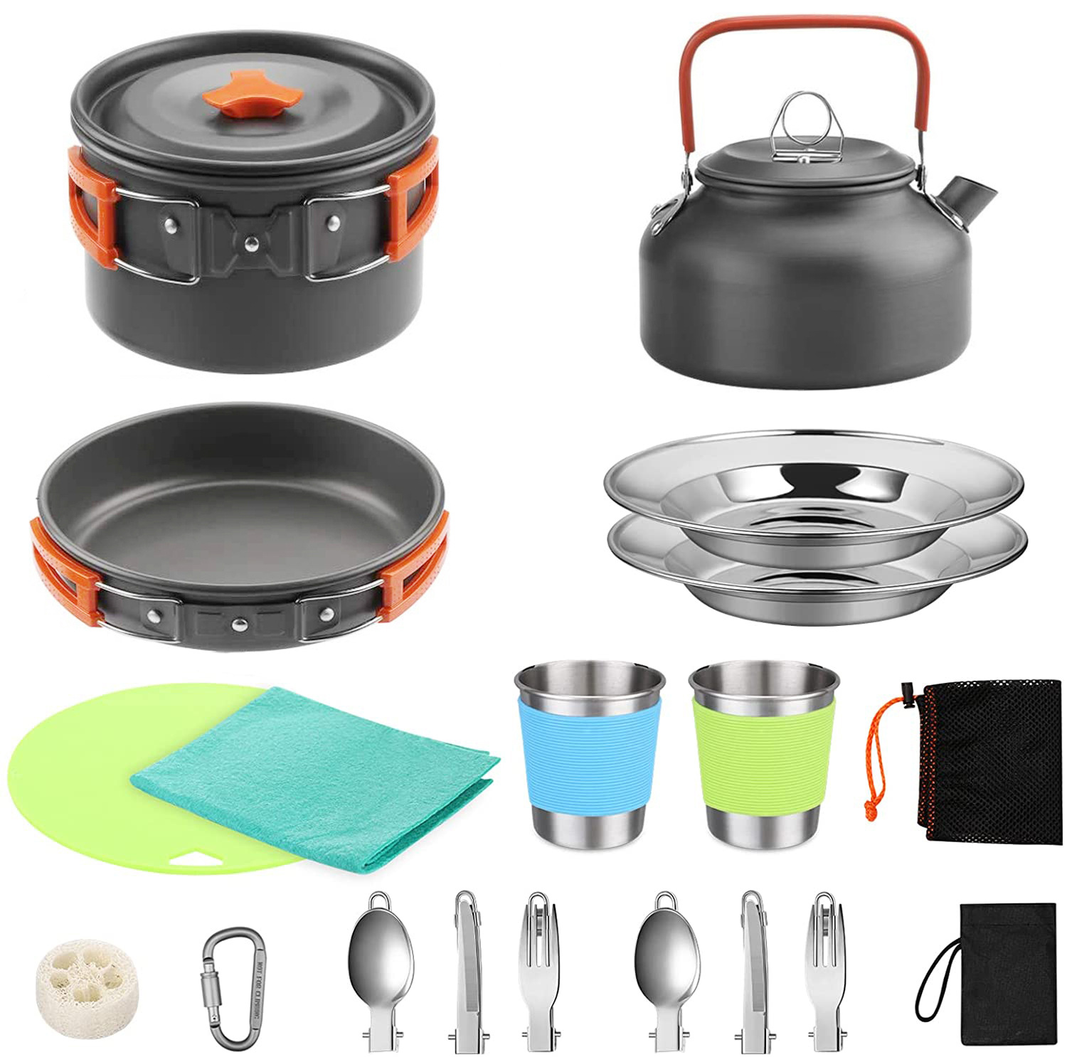 Camping Cooking Set With Kettle - Complete 2-3 Person Camping Cook Set