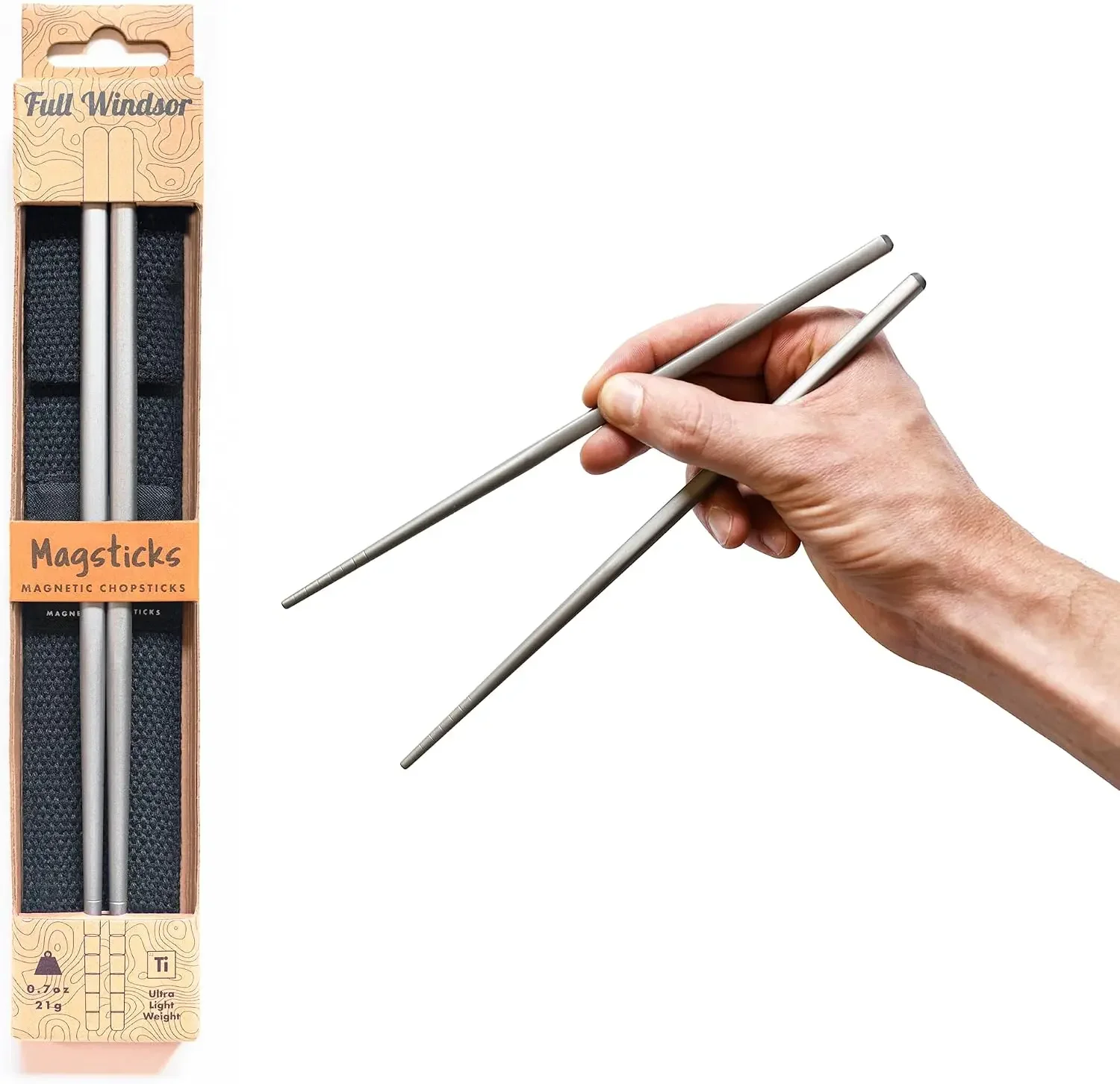 Camping Cooking And Dining Set - Magnetic titanium chopsticks, reusable metal utensils
