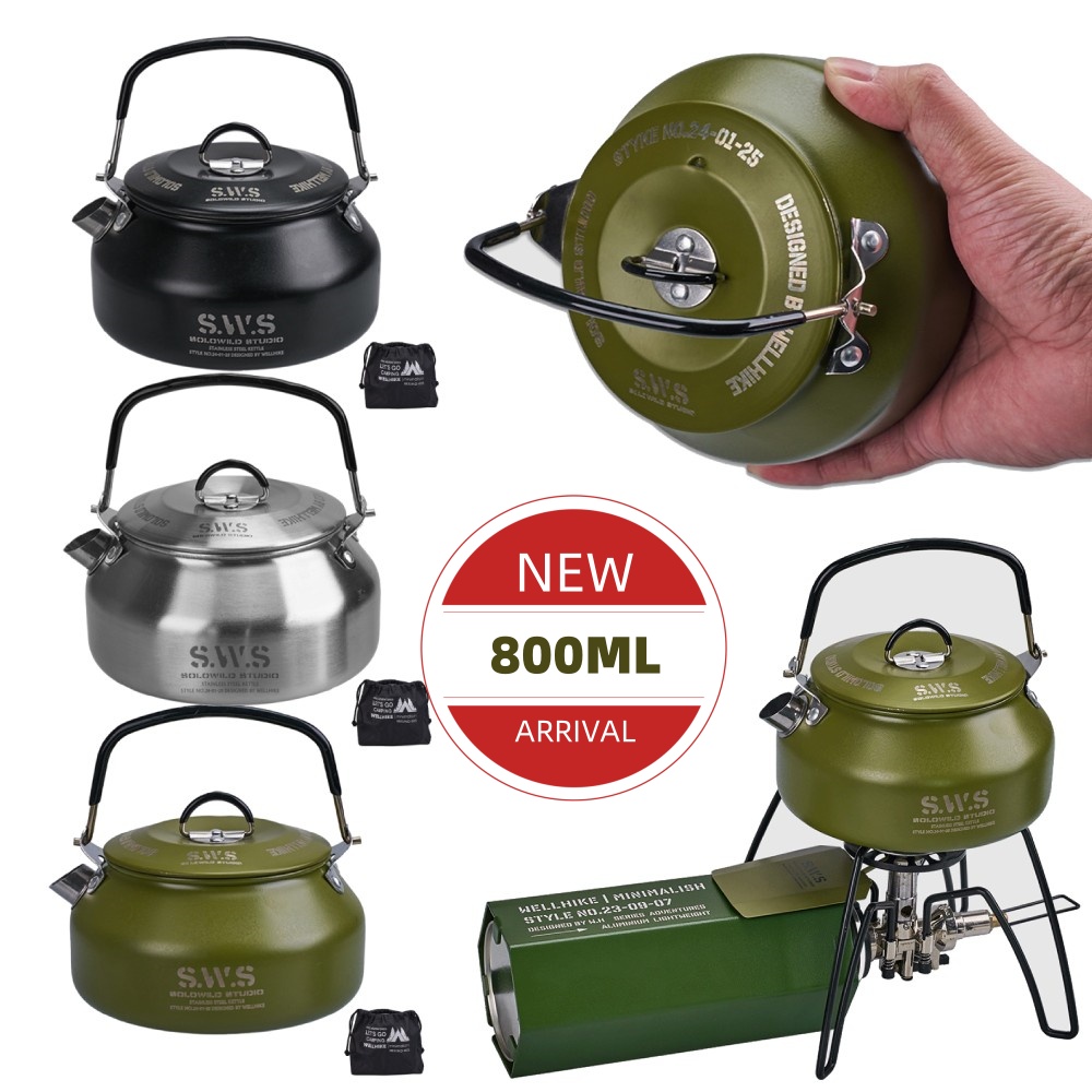 Camping Cooking Set Lightweight - 0.8L Outdoor Camping Kettle with Handle