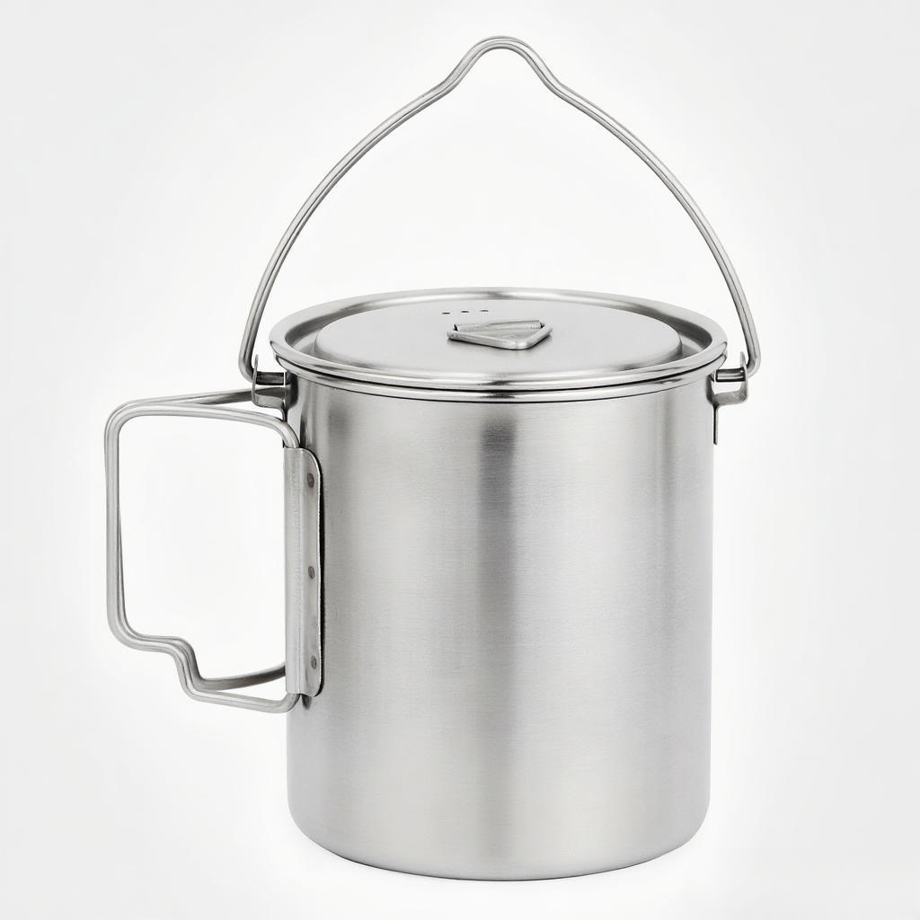 Camping Cooking Pot With Lid - 750ml Stainless Steel Pot Portable Water