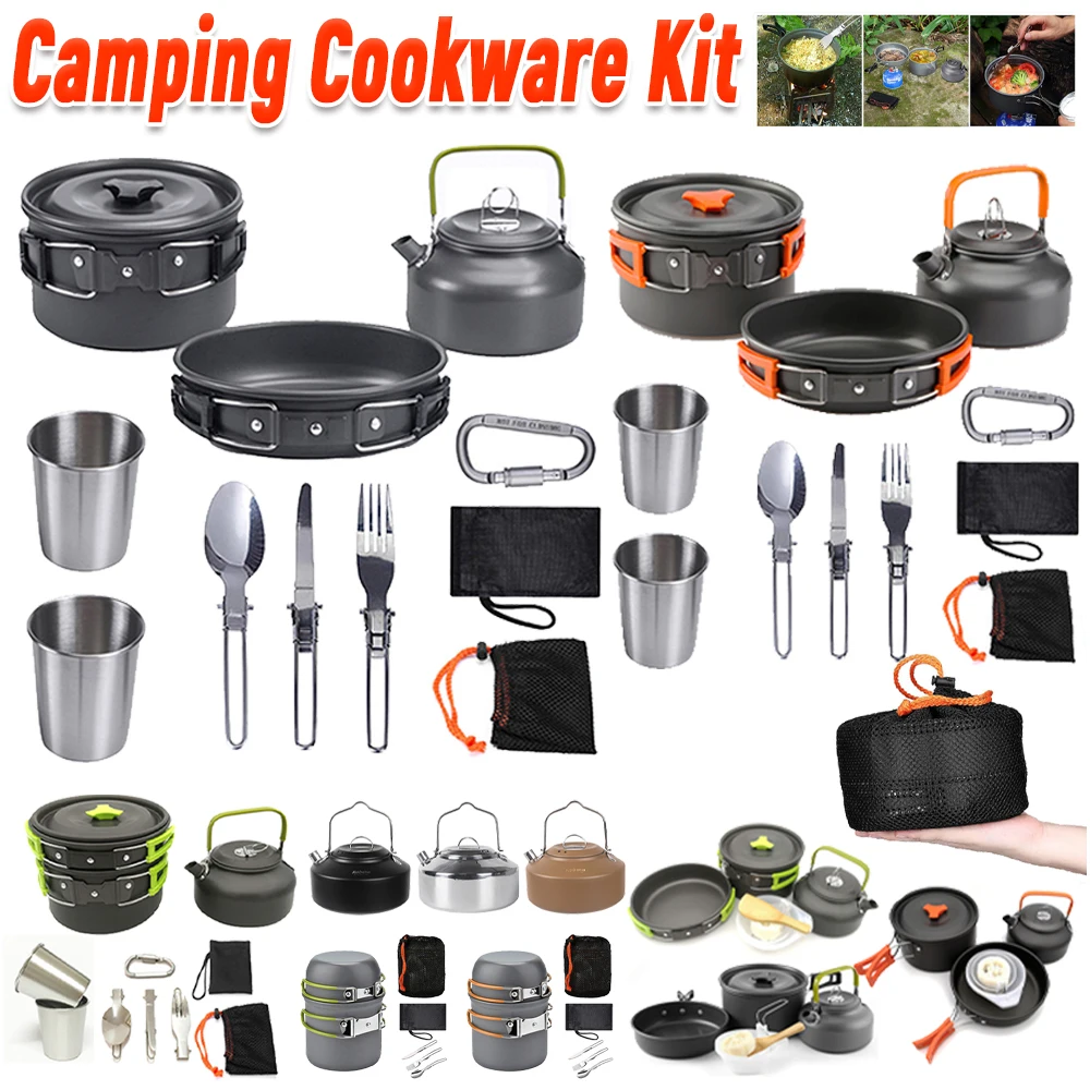 Camping Cooking Set Lightweight - Camping Cookware Kit Kettle Pot Pan