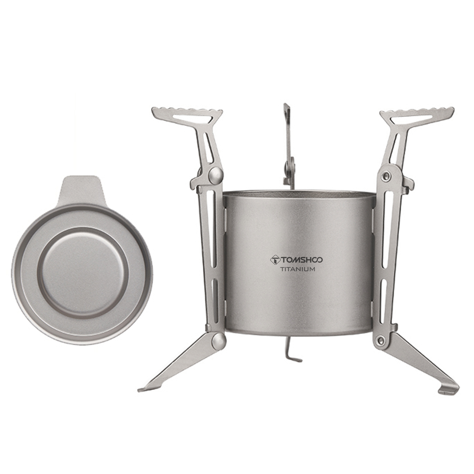 Camping Cooking Pot With Lid - TOMSHOO Ti Alcohol Stove and Lid