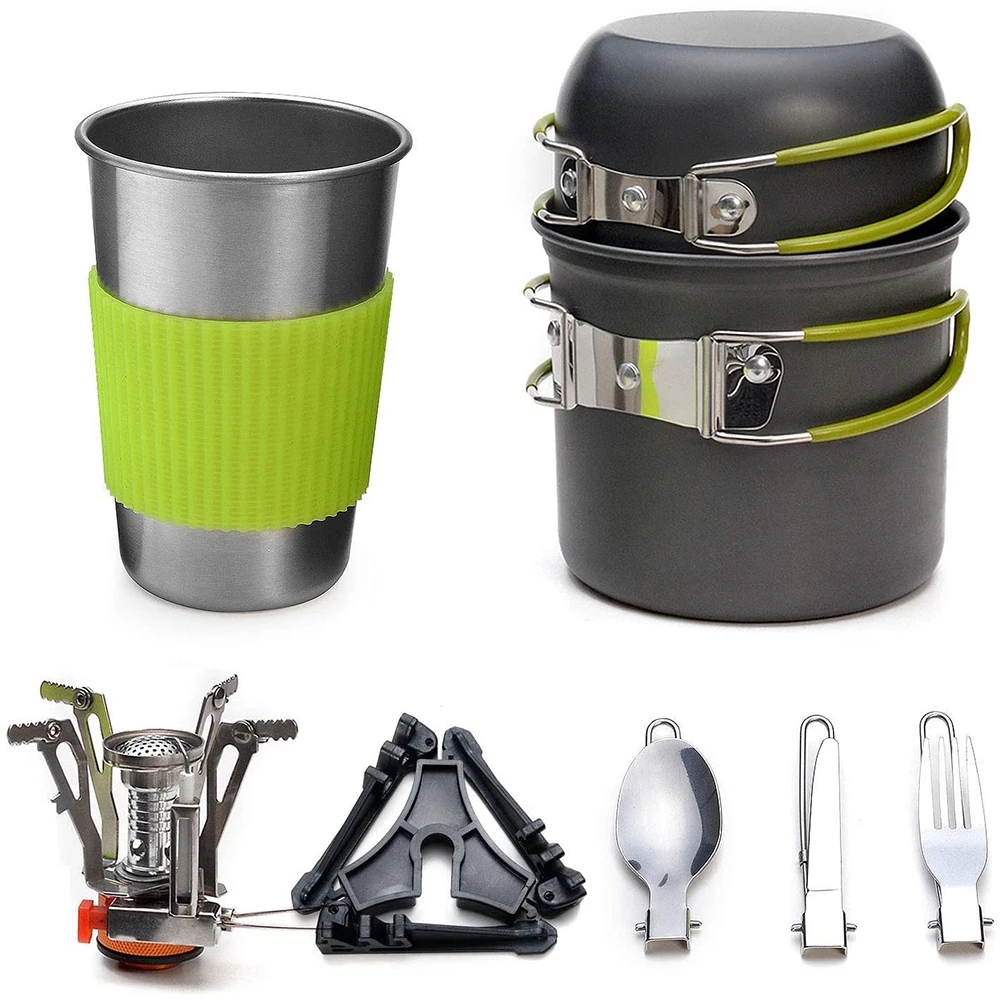 Camping Cooking Backpack - Camping Cookware Kit with Stove Outdoor