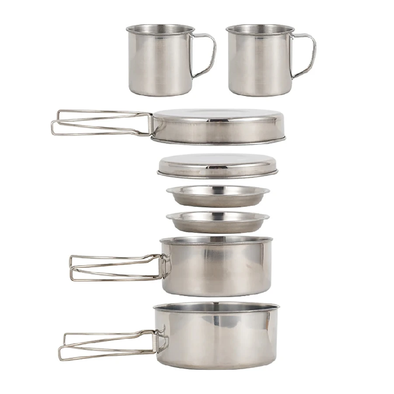 8pcs/Set Camping Cookware Mess - đánh giá và giá Camping Cooking Backpack