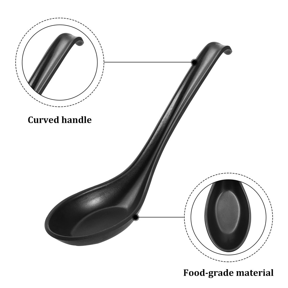 6pcs Plastic Soup Spoon Black  - đánh giá và giá Japanese Camping Cooking