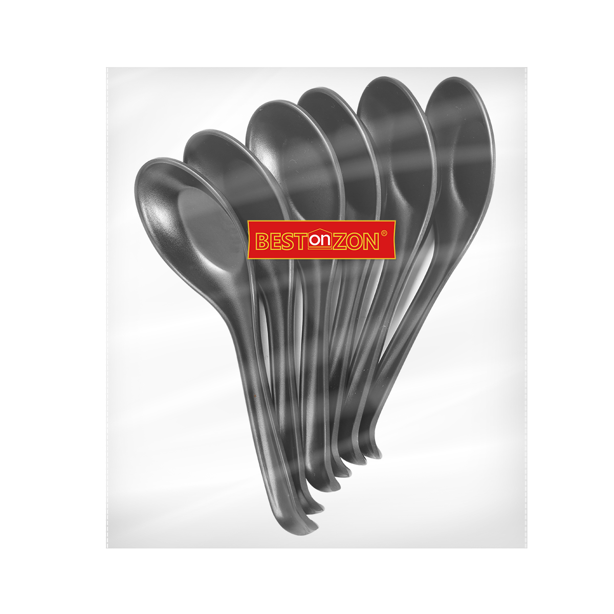 6pcs Plastic Soup Spoon Black  - đánh giá và giá Japanese Camping Cooking