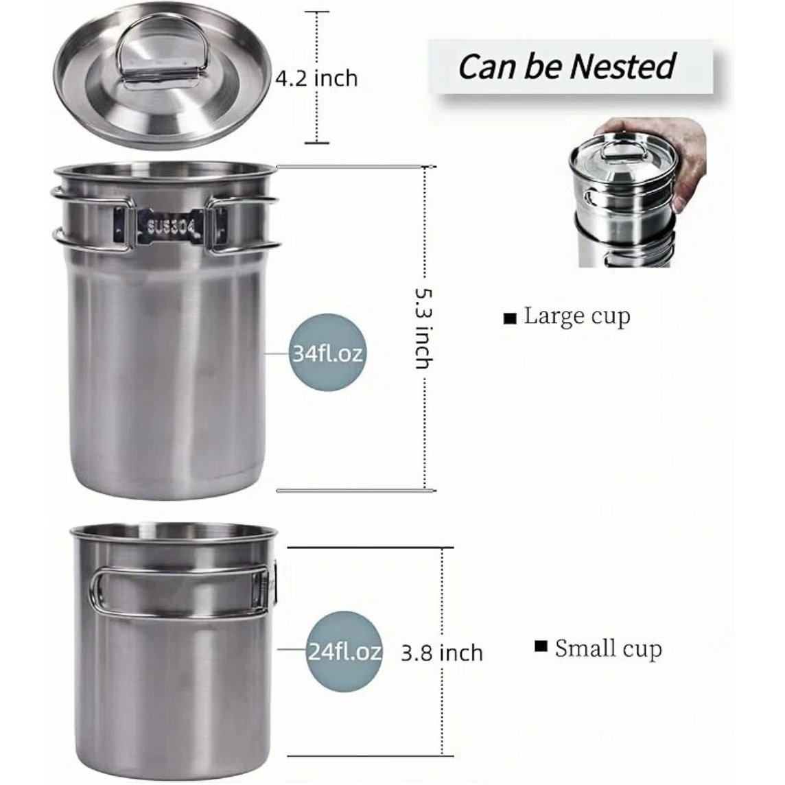 Foldable Camping Cups Mugs Cam - đánh giá và giá Camping Cooking Pot With Lid