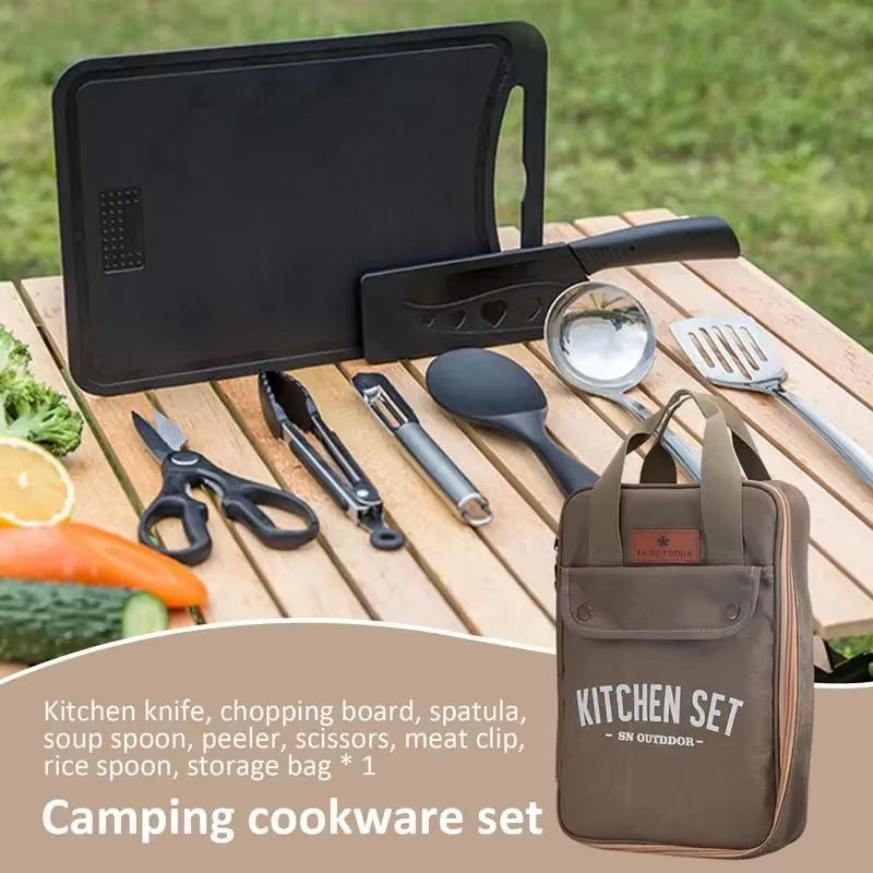 8pcs Camping Kitchen Cookware  - đánh giá và giá Camping Cooking And Eating