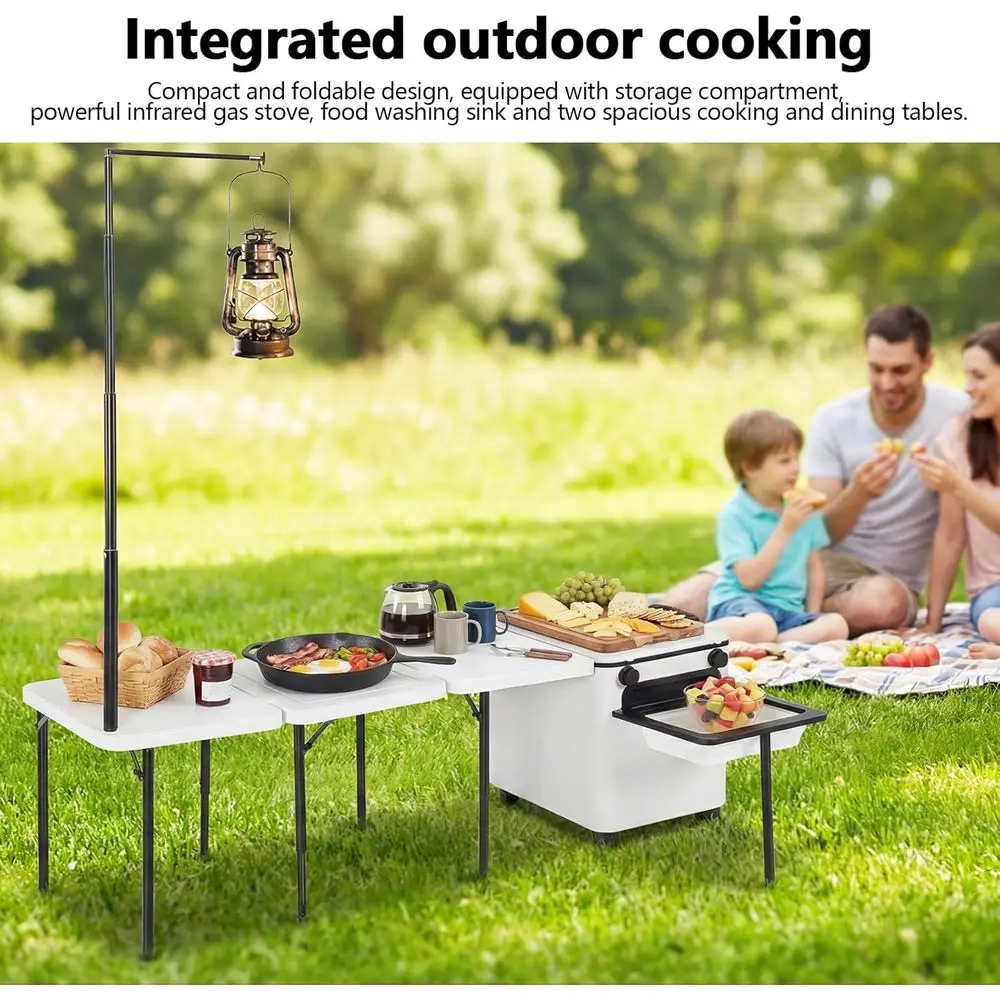Portable Outdoor BBQ Cart with - đánh giá và giá Camping Cooking Light