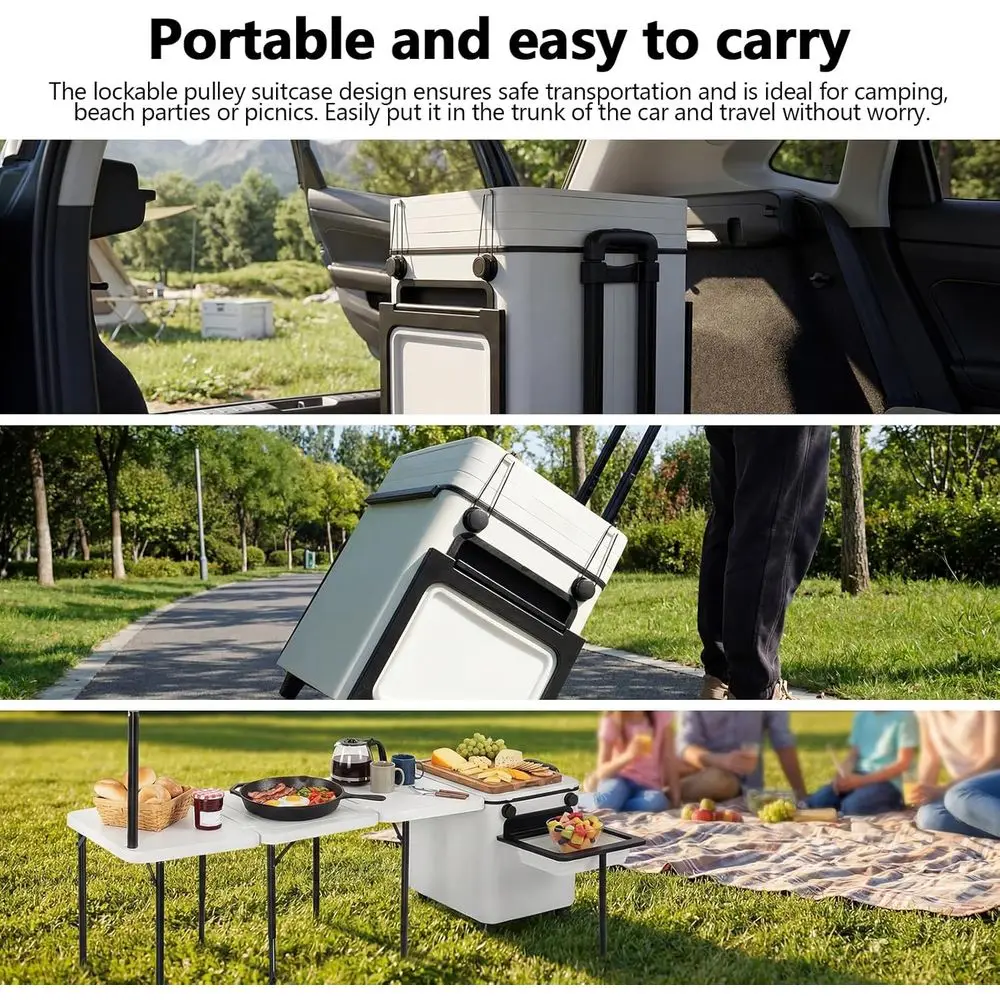 Portable Outdoor BBQ Cart with - đánh giá và giá Camping Cooking Light