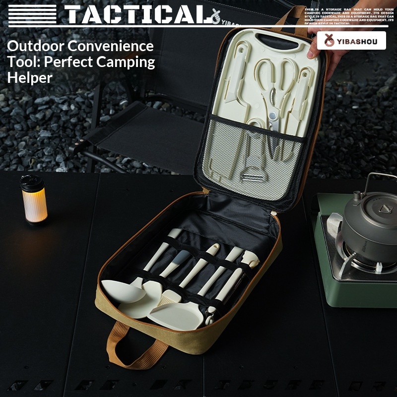 Portable 9Pcs Camping Kitchenw - đánh giá và giá Camping Cooking Backpack