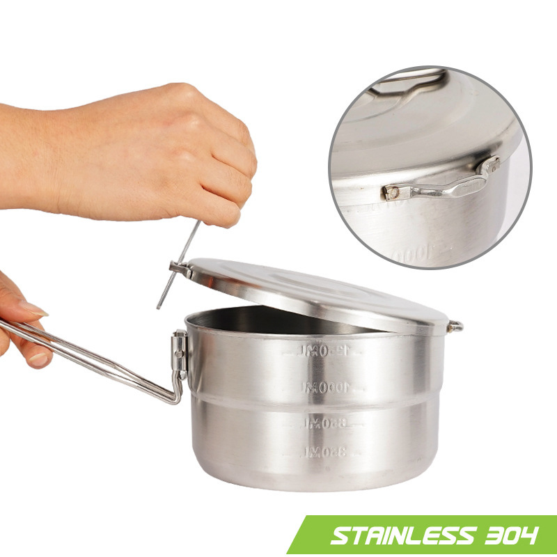 Outdoor Stainless Steel Cookin - đánh giá và giá Camping Cooking Pot With Lid