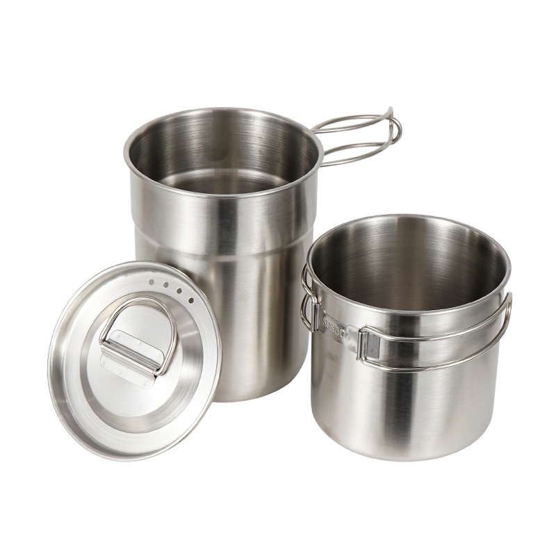 2Pcs/Set Camping Kettle Stainl - đánh giá và giá Camping Cooking Set With Kettle