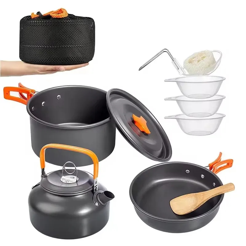 Outdoor Aluminum Alloy Camping - đánh giá và giá Camping Cooking Set With Kettle