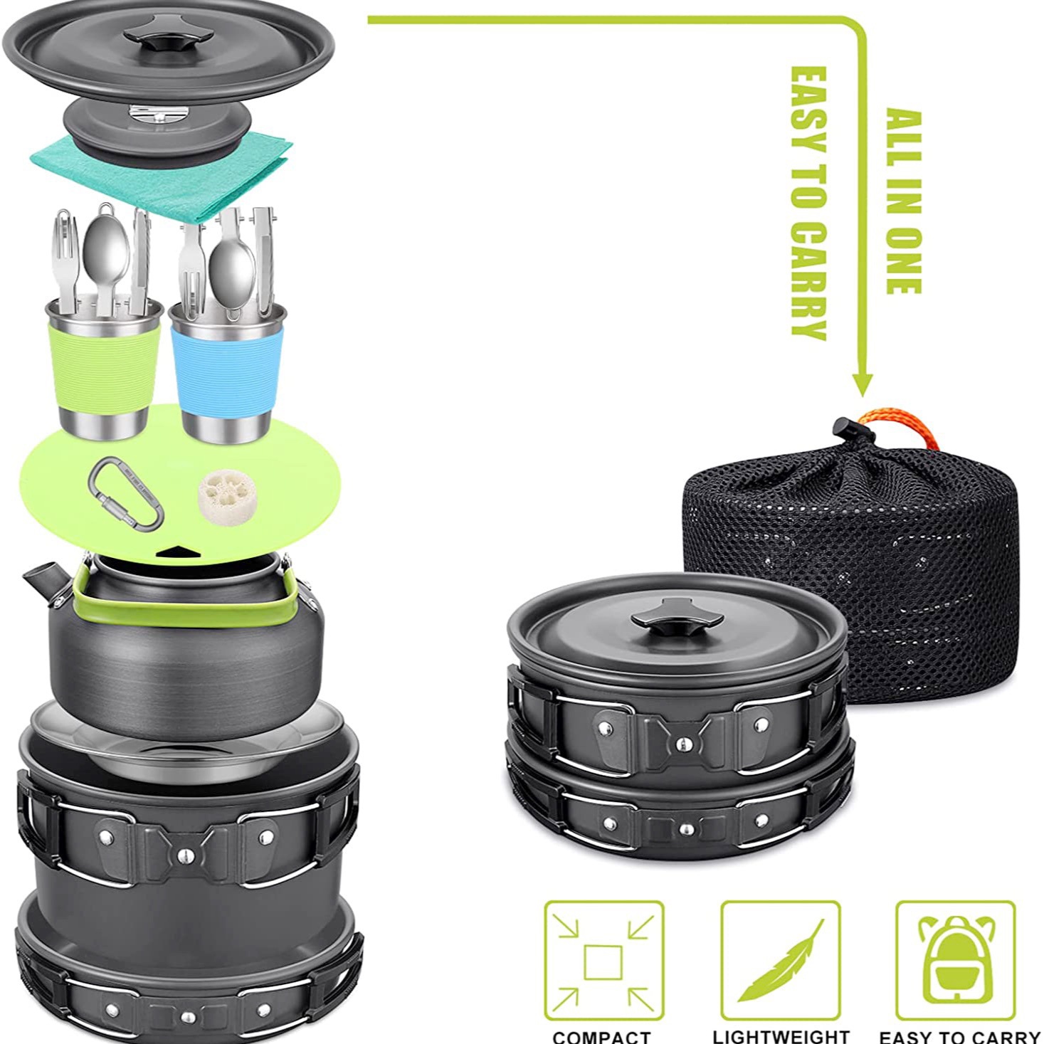 Complete 2-3 Person Camping Co - đánh giá và giá Camping Cooking Set With Kettle
