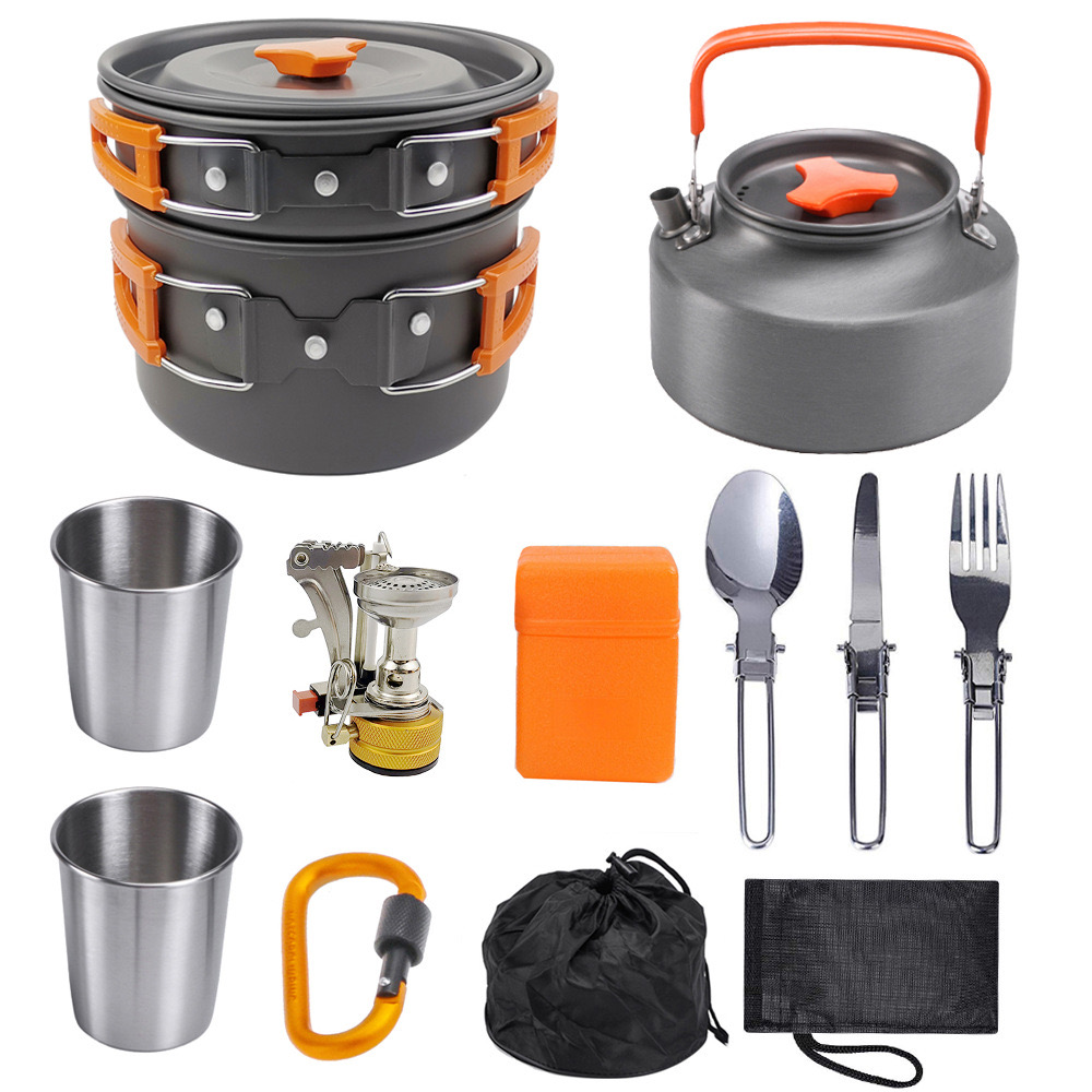 Outdoor camping cooking set ou - đánh giá và giá Camping Cooking Vegetables