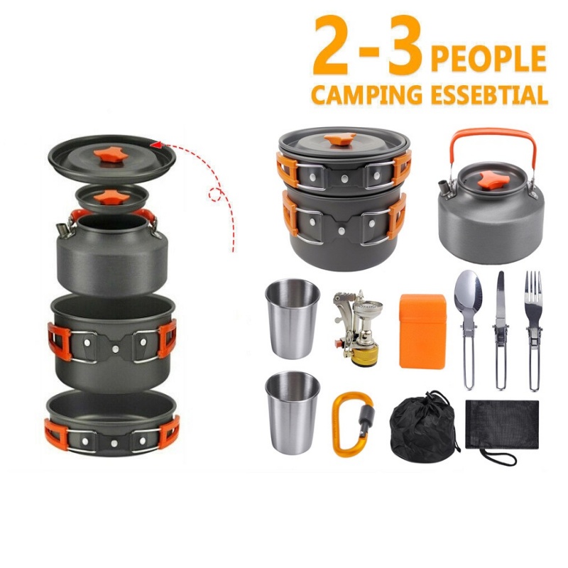 Outdoor camping cooking set ou - đánh giá và giá Camping Cooking Vegetables