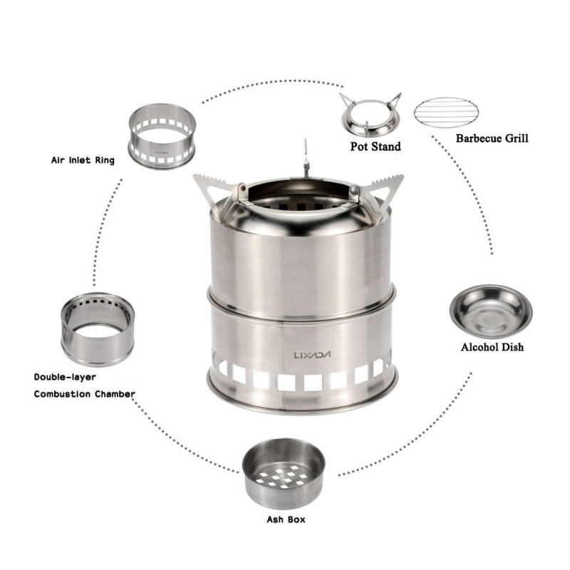 Lixada Stainless Steel Wood St - đánh giá và giá Camping Cooking System
