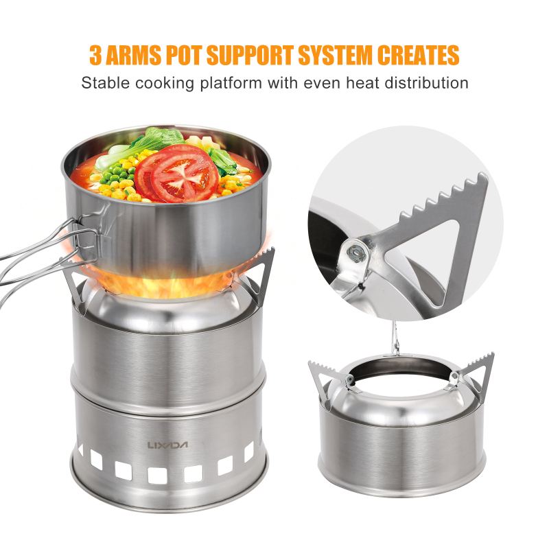 Lixada Stainless Steel Wood St - đánh giá và giá Camping Cooking System