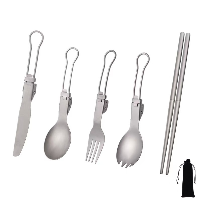 Titanium Foldable Utensil Set  - đánh giá và giá Camping Cooking Set Lightweight