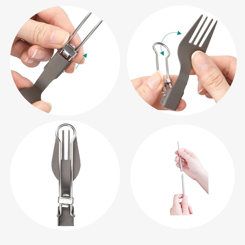 Titanium Foldable Utensil Set  - đánh giá và giá Camping Cooking Set Lightweight