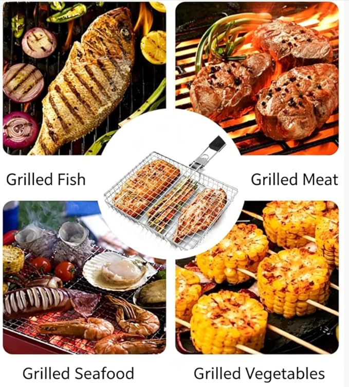 Grill Basket Large Portable Fo - đánh giá và giá Camping Cooking Vegetables