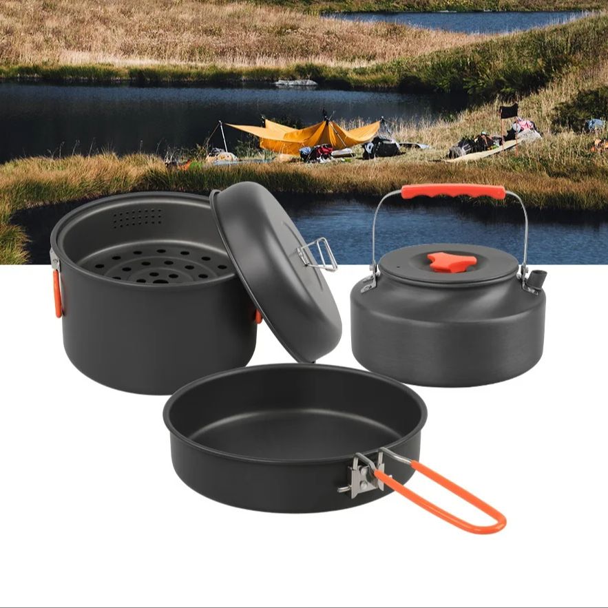 Outdoor Cookware Set Camping C - đánh giá và giá Camping Cooking Set With Kettle