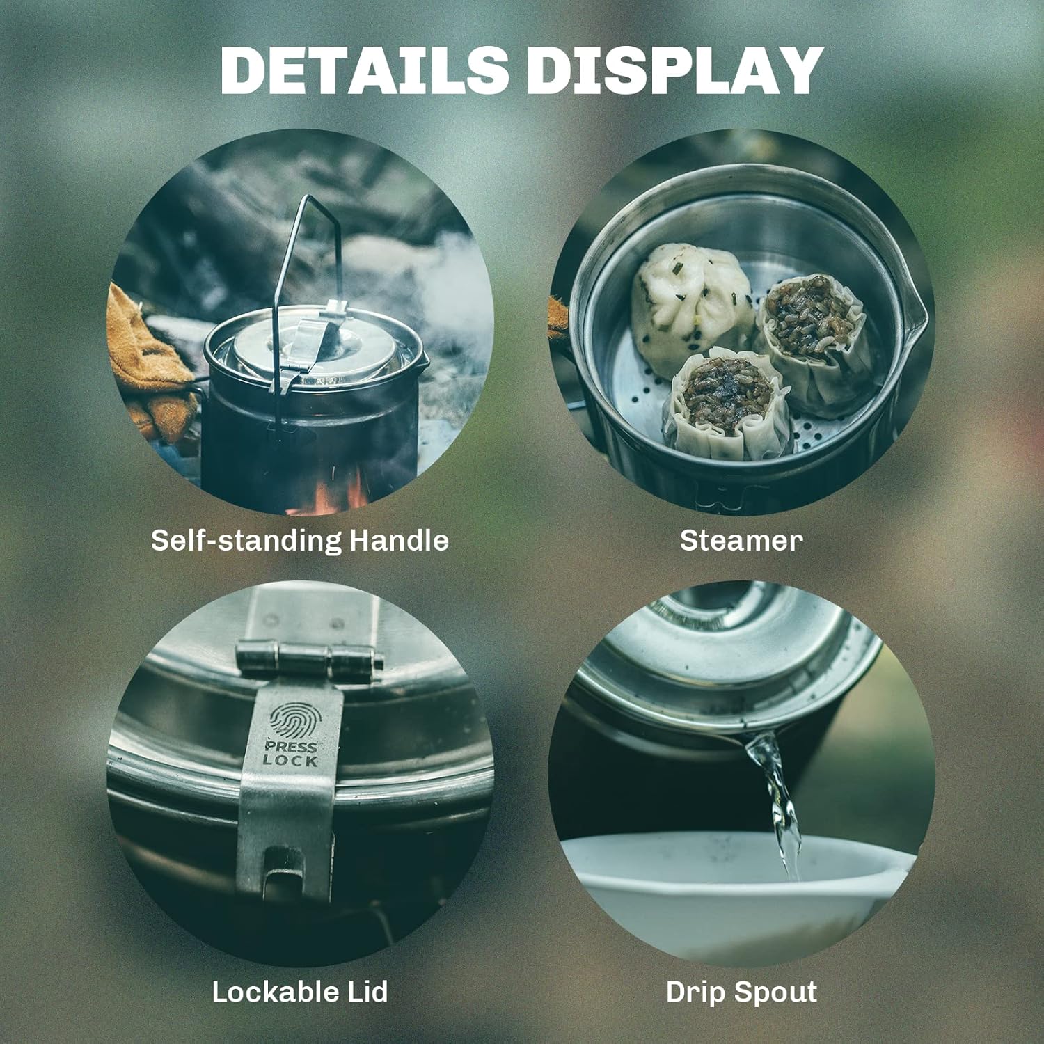 Lửa-Phong 1.2L Nồi Xửng Hấp In - đánh giá và giá Camping Cooking System