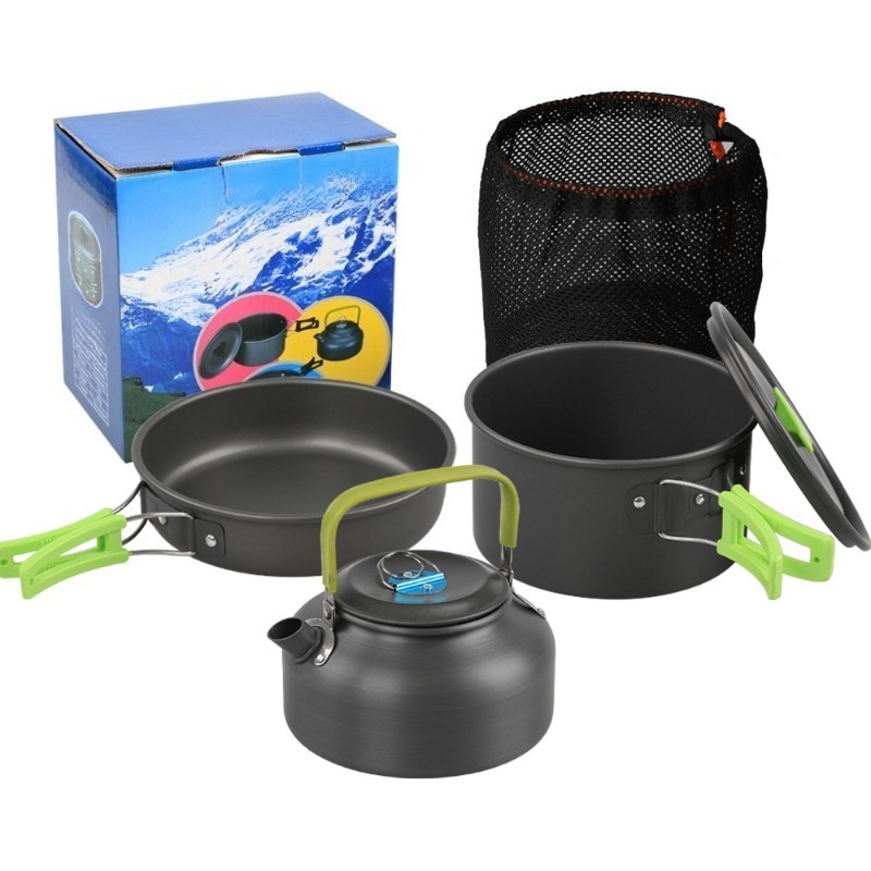 Outdoor Camping Cookware Set D - đánh giá và giá Camping Cooking Set With Kettle