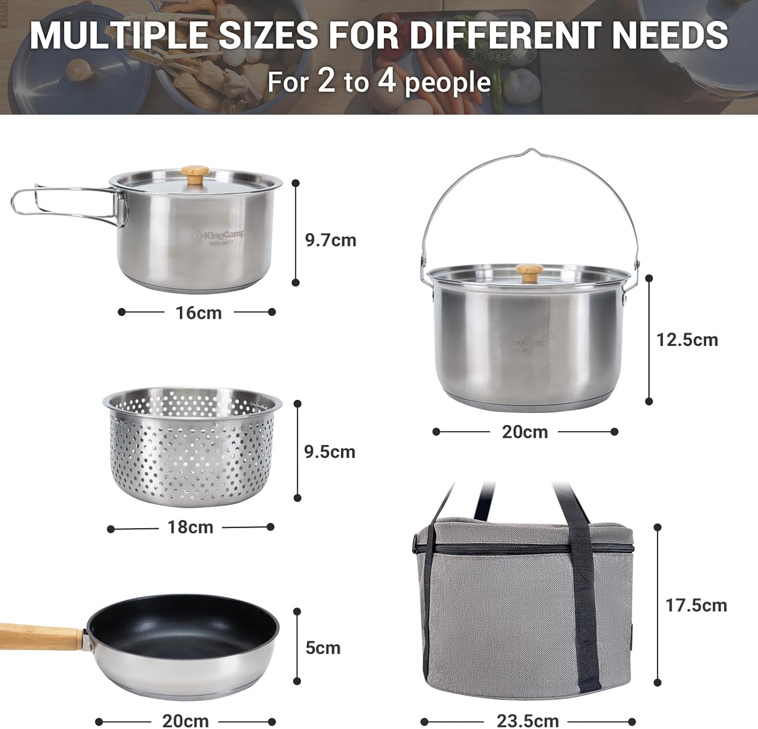 304 Stainless Steel Camping Co - đánh giá và giá Camping Cooking Set With Kettle