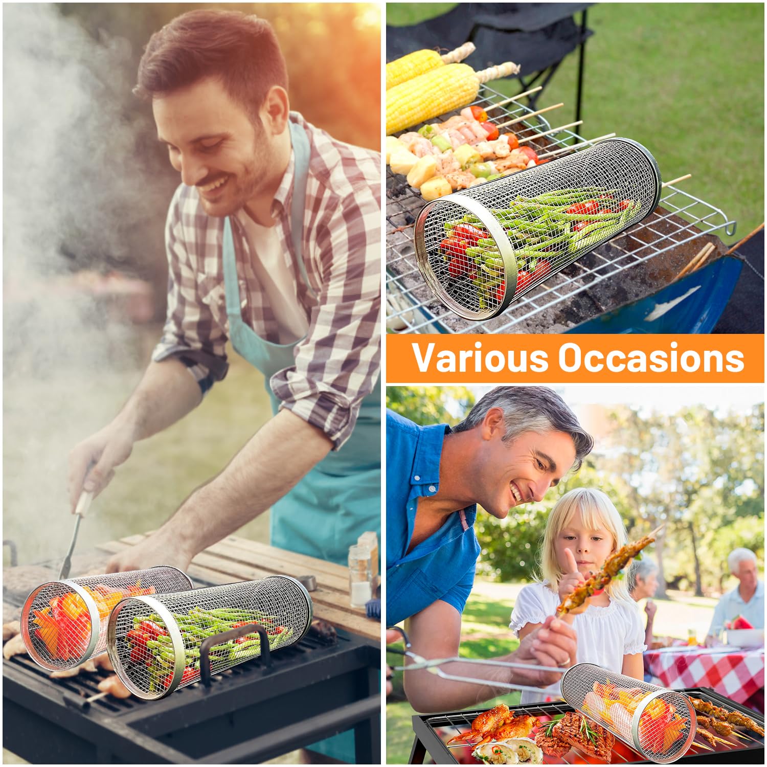 2 Pieces Rolling Grilling Bask - đánh giá và giá Camping Cooking Gear Set
