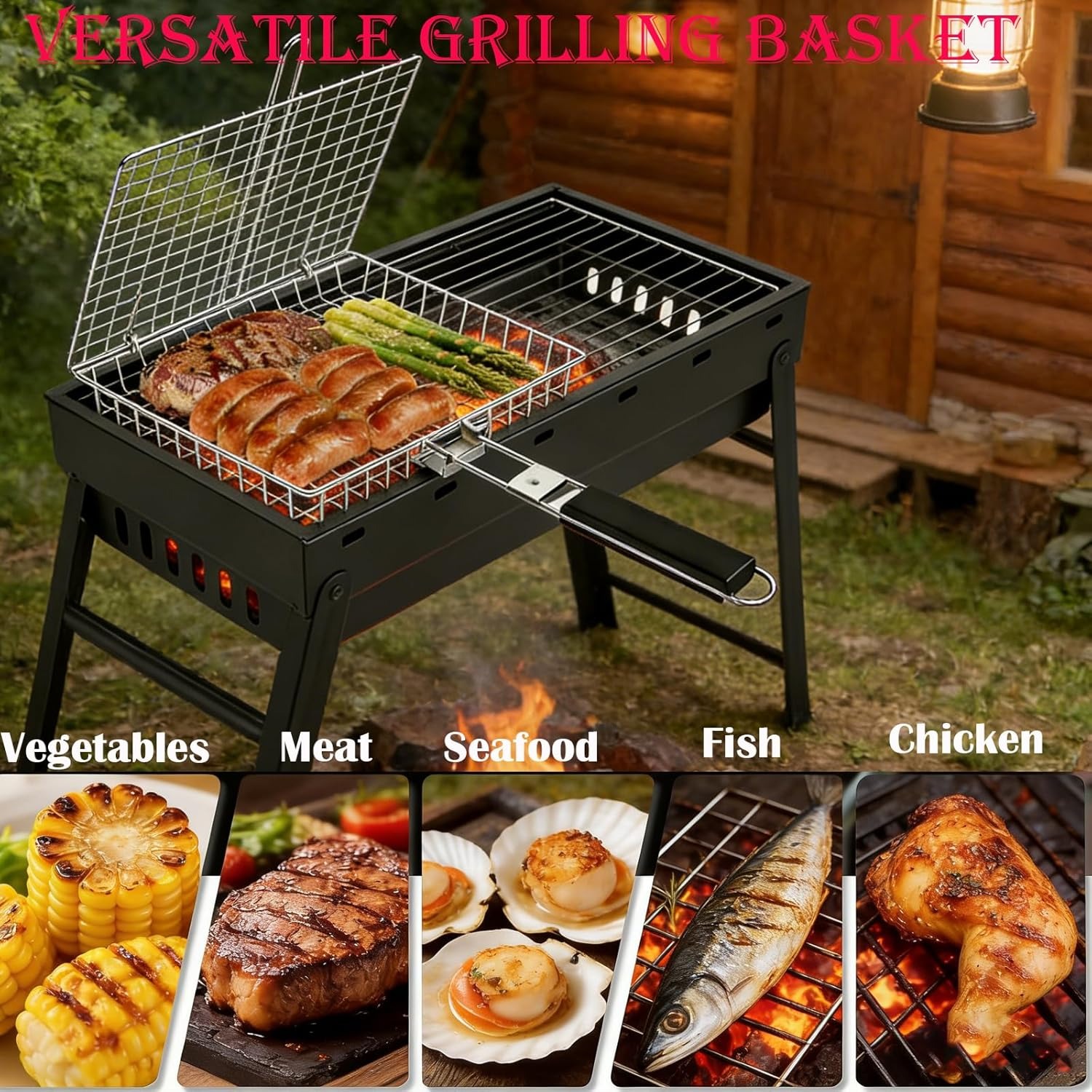 Grill Basket Set, Fish Barbecu - đánh giá và giá Camping Cooking Vegetables
