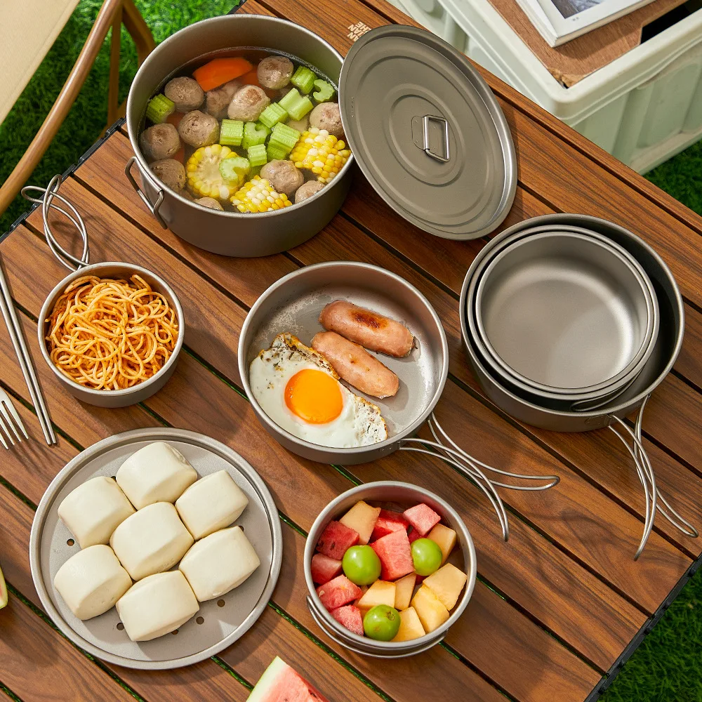 Titanium Outdoor Pot Set Picni - đánh giá và giá Camping Cooking Set Lightweight