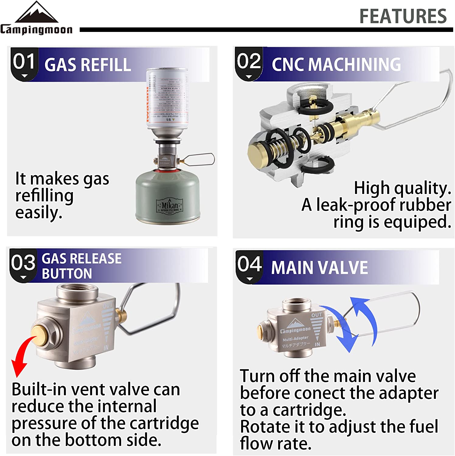 Gas Stove Adapter Gas Save wit - đánh giá và giá Camping Cooking Backpack