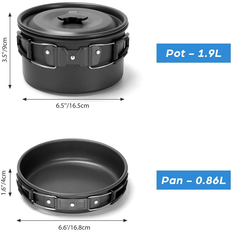 1 Set Outdoor Pot Pan Camping  - đánh giá và giá Camping Cooking Set With Kettle