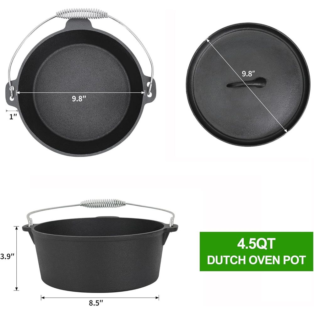8 Piece Pre-Seasoned Dutch Ove - đánh giá và giá Vintage Camping Cooking Set