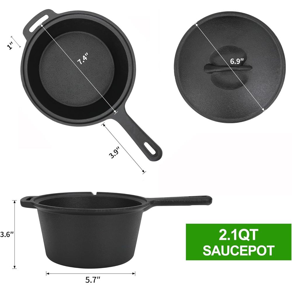 8 Piece Pre-Seasoned Dutch Ove - đánh giá và giá Vintage Camping Cooking Set