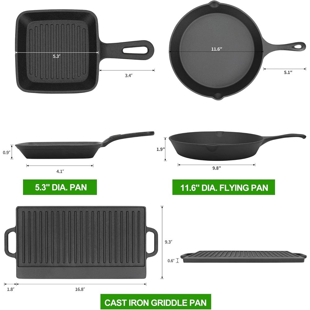 8 Piece Pre-Seasoned Dutch Ove - đánh giá và giá Vintage Camping Cooking Set