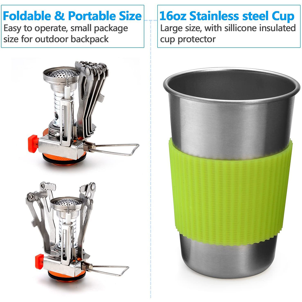 Camping Cookware Kit with Stov - đánh giá và giá Camping Cooking Backpack